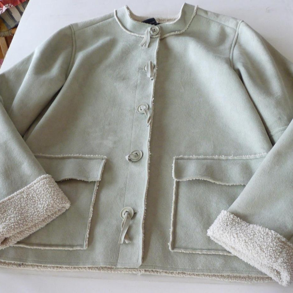 E Studio faux suede sherpa leather jacket Lg